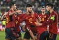 サッカー欧州選手権予選、グループA、ジョージア対スペイン。得点を喜ぶスペインの選手（2023年9月8日撮影）。(c)Vano SHLAMOV / AFP