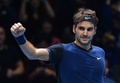 男子テニス、ATPワールドツアー・ファイナル5日目。勝利を喜ぶロジャー・フェデラー（2015年11月19日撮影）。(c)AFP/GLYN KIRK