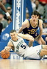 Jason Kidd of the Dallas Mavericks (on ground) scrambles for a loose ball during second half action at Reunion Arena in Dallas, Texas 08 February. Dallas wins in double-overtime 136-133, with Kidd setting a new club record for assists with 25. (c)AFP/Paul K. BUCK