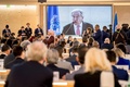 スイス・ジュネーブで開催された第58回国連（UN）人権理事会の開会式で演説するアントニオ・グテレス国連事務総長（2025年2月24日撮影）。（c）Fabrice COFFRINI/AFP