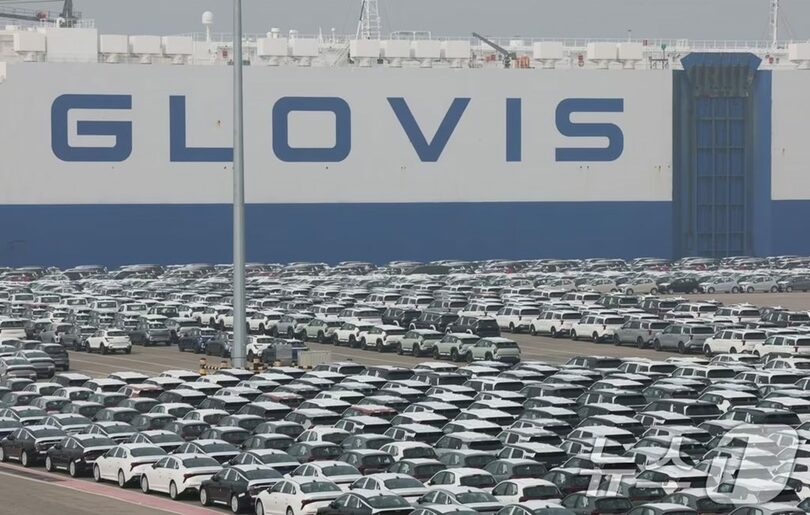 京畿道平沢市の平沢港に並ぶ輸出用車両 (c)news1