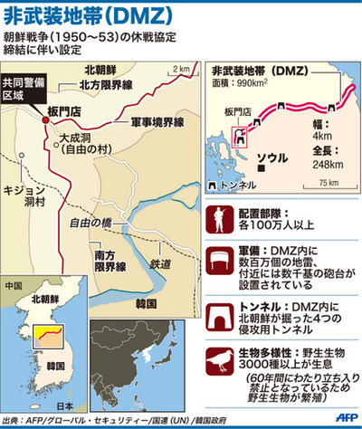 【図解】朝鮮半島を南北に分断する非武装地帯（DMZ）