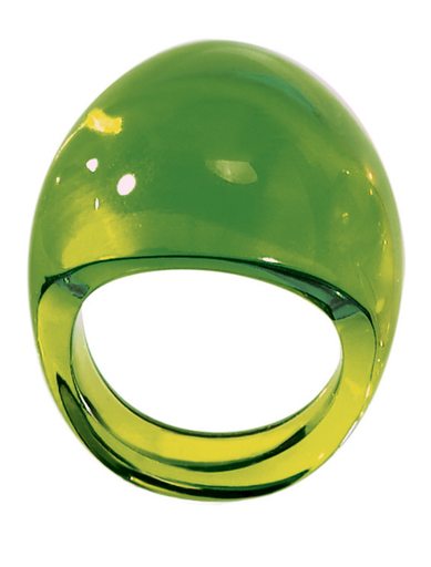 ☆LALIQUE ラリック ガラスカボションリング 11号 緑 LALIQUE ラリック 