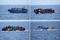 リビア沖の地中海で起きた移民船転覆の瞬間。イタリア海軍公開（2016年5月25日提供）。(c)AFP/MARINA MILITARE