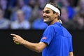 男子テニスの欧州チームとワールドチームの対抗戦、レーバー・カップ初日。試合に臨む欧州チームのロジャー・フェデラー（2022年9月23日撮影）。(c)Glyn KIRK / AFP