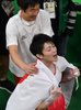 リオデジャネイロ五輪、体操男子個人総合決勝。優勝を決めて歓喜する内村航平（2016年8月10日撮影）。(c)AFP/Ben STANSALL