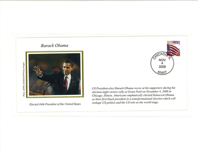 オバマ氏の大統領選勝利の記念封筒、AFPカメラマンの写真を採用
