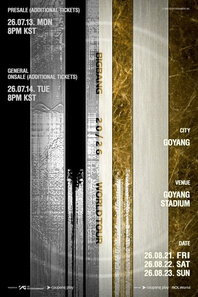 BIGBANG、高陽公演の追加先行販売を開始