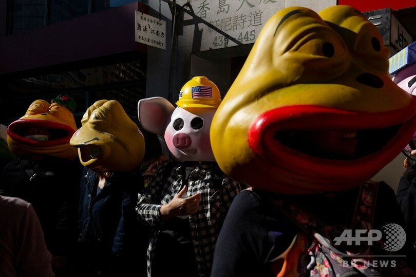カエルのペペ やヘルメット着用ブタ 香港民主派デモに参戦 写真6枚 国際ニュース Afpbb News