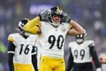 23NFL第18週、ボルティモア・レイヴンズ対ピッツバーグ・スティーラーズ。サックを決めて喜ぶピッツバーグ・スティーラーズのTJ・ワット（2024年1月6日撮影）。(c)Patrick Smith/Getty Images/AFP