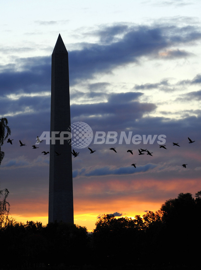 ワシントン記念塔上空のカナダガンの群れ 写真1枚 国際ニュース Afpbb News