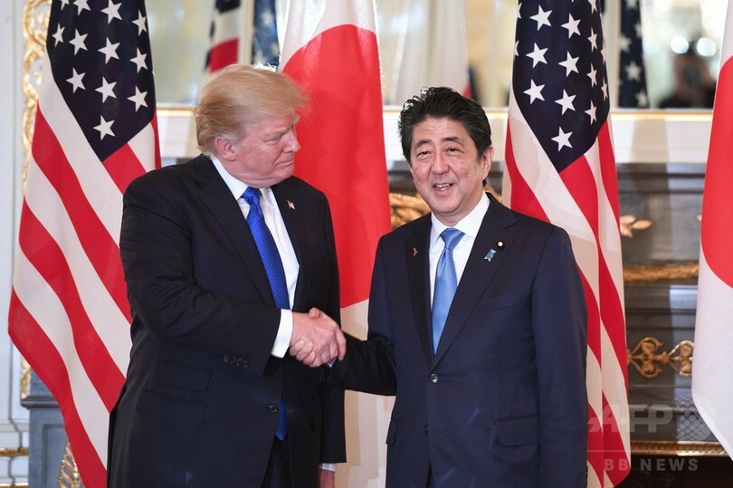 トランプ米大統領、迎賓館で安倍首相と首脳会談