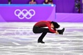 平昌冬季五輪、フィギュアスケート団体戦、男子シングル・ショートプログラム（SP）の演技に臨むチャ・ジュナン（2018年2月9日撮影）。(c)AFP PHOTO / Mladen ANTONOV
