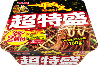 「明星 一平ちゃん夜店の焼そば 超特盛 からしマヨ2個付」2026年8月24日(月)新発売