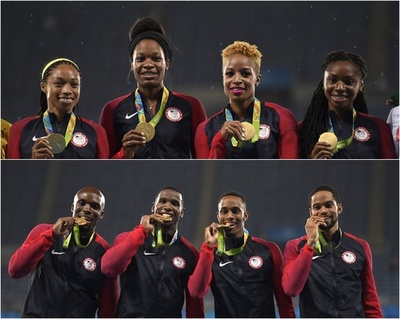 4×400mリレー、男女ともに米国が金メダル