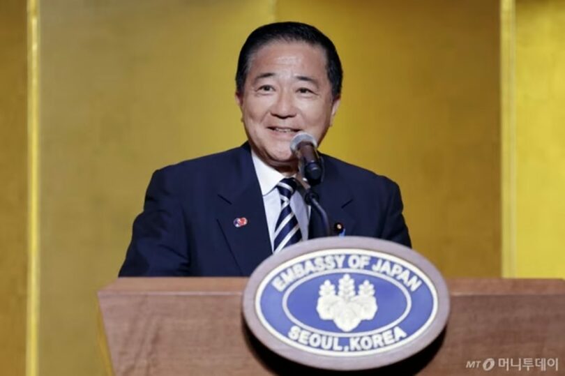 16日、ソウルで開かれた国交正常化60周年記念式で挨拶する長島昭久補佐官(c)NEWSIS/MONEYTODAY