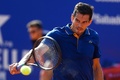 男子テニス、バルセロナ・オープン、シングルス3回戦。リターンを打つギジェルモ・ガルシア・ロペス（2018年4月26日撮影）。(c)AFP PHOTO / PAU BARRENA
