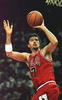Toni Kukoc of the Chicago Bulls puts up a second quarter shot in the Bulls&apos; 103-93 win over the Washington Bullets at USAir Arena in Landover, Maryland 21 April. (c)AFP/Ted MATHIAS