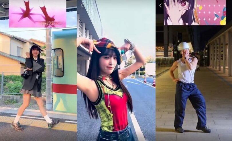 ティックトック、ユーチューブ上で日本アニメ「推しの子」チャレンジが流行中だ（写真=ティクトクキャプチャーのキャプチャー、左からオコイ、チェ・イェナ、JuThanks）(c)NEWSIS