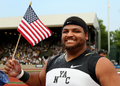 全米選手権兼北京五輪米国代表選考会・男子砲丸投げ決勝を制したリース・ホッファ。（2008年6月28日撮影）(c)AFP/Getty Images/Andy Lyons