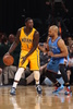 13-14NBA、インディアナ・ペイサーズ（Indiana Pacers）対オクラホマシティ・サンダー（Oklahoma City Thunder）。ディフェンスとマッチアップするインディアナ・ペイサーズのランス・スティーブンソン（Lance Stephenson、左、2014年4月13日撮影）。(c)AFP/Getty Images/NBAE/Gary Dineen