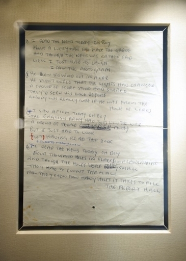 ジョン・レノン自筆の『ア・デイ・イン・ザ・ライフ』歌詞、予想を超える高値で落札