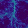 約1500万光年四方の領域内にある宇宙網の水素原子から発せられる光。遠方宇宙の宇宙論的シミュレーション結果（2021年3月15日公開）。(c)AFP PHOTO /JEREMY BLAIZOT/PROJET SPHINX/CRAL