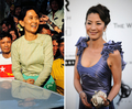 ミャンマーの民主化運動指導者アウン・サン・スー・チー（Aung San Suu Kyi）さん（左、2010年11月15日撮影）と、マレーシア生まれの女優ミシェル・ヨー（Michelle Yeoh、右、2009年5月21日撮影）。(c)AFP/MARTIN BUREAU