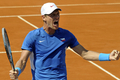 男子テニス国別対抗戦、デビスカップ（Davis Cup 2012）・ワールドグループ準決勝、アルゼンチン対チェコ。試合に勝利し喜ぶトマス・ベルディハ（Tomas Berdych、2012年9月16日撮影）。(c)AFP/ALEJANDRO PAGNI