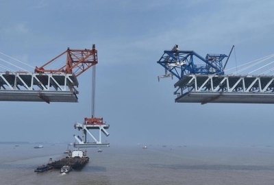 中国江蘇省で常泰長江大橋の常州側主体工事が完成 6月に合体の予定