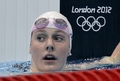 ロンドン五輪、競泳女子100メートル背泳ぎ予選。59秒37を記録し、2位で準決勝に進んだ米国のミッシー・フランクリン（Missy Franklin、2012年7月29日撮影）。(c)AFP/FABRICE COFFRIN
