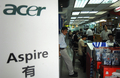 2007年8月28日、台湾の首都台北（Taipei）のパソコンショップに表示されたエイサー（Acer）のロゴ。(c)AFP/Sam YEH