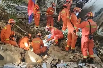 蘇州ホテル倒壊事故 緊急救助終了 生き埋め23人全員救出 うち17人死亡