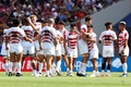 ラグビーW杯フランス大会、プールD、日本対チリ。勝利を喜ぶ日本の選手（2023年9月10日撮影）。(c)CHARLY TRIBALLEAU / AFP