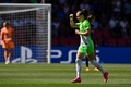 女子サッカー欧州チャンピオンズリーグ決勝、FCバルセロナ対VfLボルフスブルク。先制点を決めて喜ぶVfLボルフスブルクのエバ・パヨル（2023年6月3日撮影）。(c)JOHN THYS / AFP