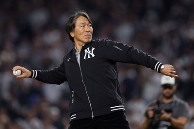 松井秀喜氏が始球式に登場 ワールドシリーズ第5戦