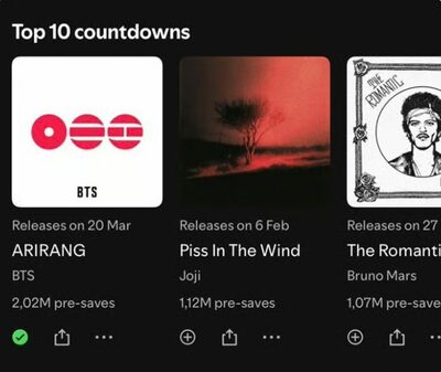 BTS『ARIRANG』、Spotifyで事前保存200万件突破