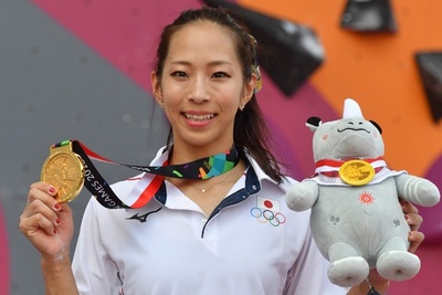 野口啓代が金メダル、スポーツクライミング女子 アジア大会