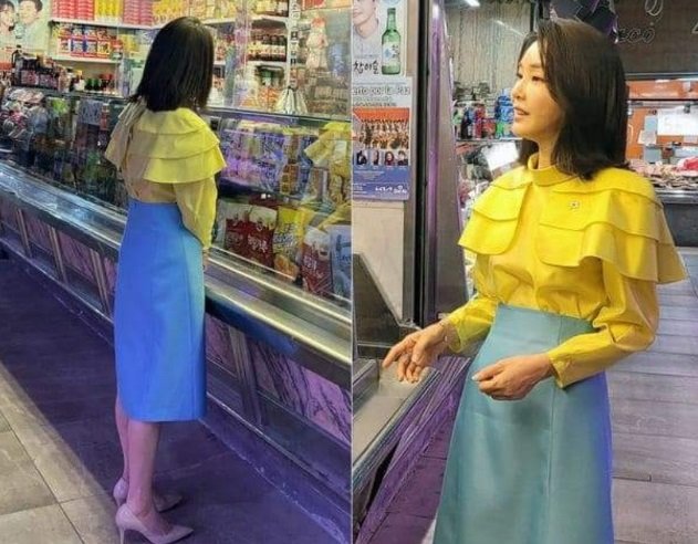 マドリードの食料品店を訪れた金建希氏（写真=駐韓ウクライナ大使館Facebook）(c)MONEYTODAY