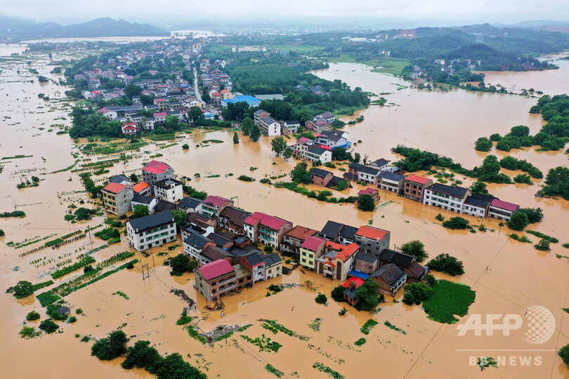中国・湖南省で洪水、広い範囲で浸水被害