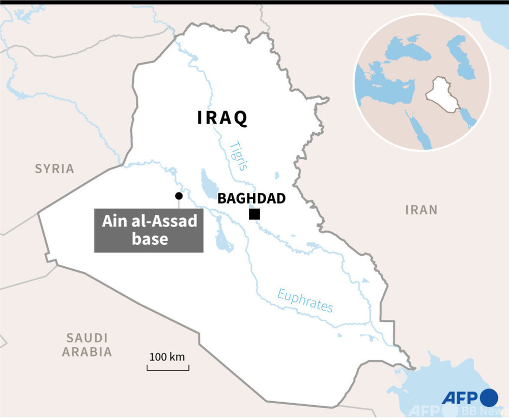 イラクの米軍駐留基地にロケット弾10発、民間人1人死亡 治安筋