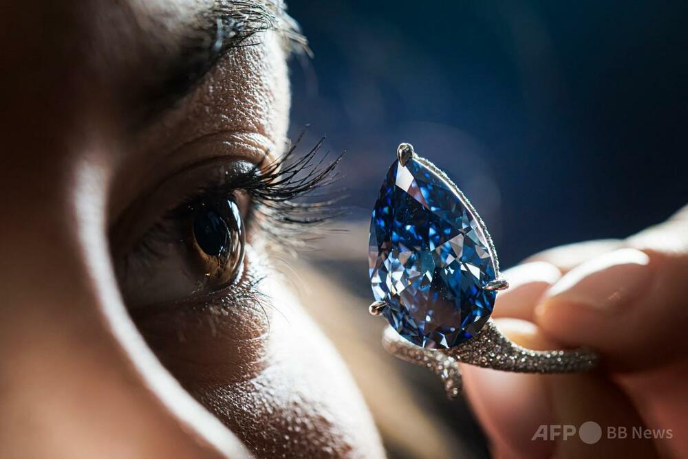 ブルーダイヤ「メロンブルー」 39億円で落札 スイス 写真9枚 国際