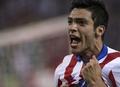 14-15スペイン1部リーグ第6節、アトレティコ・マドリード（Atletico de Madrid）対セビージャFC（Sevilla FC）。得点を挙げ歓喜するアトレティコ・マドリードのラウル・ヒメネス（Raul Alonso Jimenez、2014年9月27日撮影）。(c)AFP/DANI POZO