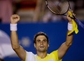 テニス、アビエルト・メヒカーノ・テルセル（Abierto Mexicano TELCEL 2013）は26日、メキシコのアカプルコ（Acapulco）で男子シングルス1回戦が行われ、大会第1シードのダビド・フェレール（David Ferrer、スペイン）は6-0、6-3でクロアチアのアントニオ・ベイッチ（Antonio Veic）を退け、2回戦に駒を進めた。

勝利を喜ぶダビド・フェレール（2012年2月26日撮影）。(c)AFP/Yuri CORTEZ