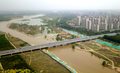 永定河の河北省廊坊市固安県区間（2020年5月13日撮影）。(c)Xinhua News