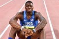 第17回世界陸上ドーハ大会、男子110メートルハードル決勝。優勝を喜ぶ米国のグラント・ホロウェイ（2019年10月2日撮影）。(c)ANDREJ ISAKOVIC / AFP