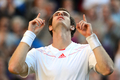 テニス、ウィンブルドン選手権（The Championships Wimbledon 2012）、男子シングルス準決勝。試合に勝利し歓喜するアンディ・マレー（Andy Murray、2012年7月6日撮影）。(c)AFP/LEON NEAL