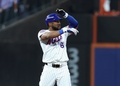 24MLB、ナ・リーグ優勝決定シリーズ（7回戦制）、ニューヨーク・メッツ対ロサンゼルス・ドジャース。3回に適時二塁打を放ったニューヨーク・メッツのスターリング・マルテ（2024年10月18日撮影）。(c)Al Bello/Getty Images/AFP