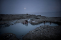 アラビア半島にある死海（Dead Sea）とその沿岸の温泉でくつろぐ人々。死海は、世界新七不思議を選出するオンライン投票の最終候補28か所の1つに選ばれている。

写真は、エンゲディ（Ein Gedi）キブツ（集団農場）そばの温泉に入るイスラエル人（2011年11月10日撮影）。(c)AFP/MENAHEM KAHANA
