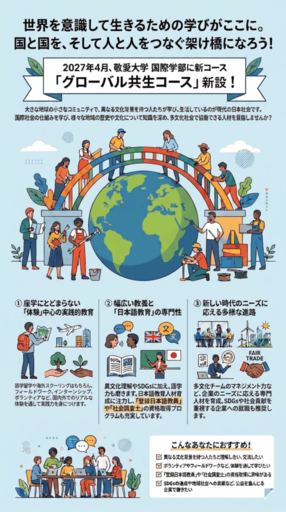 敬愛大学国際学部が2027年4月から「グローバル共生コース」を新設 ―　多文化社会で協働できる人材を育成